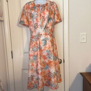 Vintage Montgomery Ward Women’s Floral Print Coral Dress Size 20